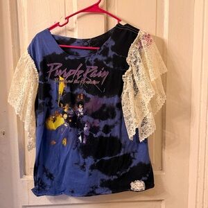 Purple and Black Shirt with Lace Sleeves